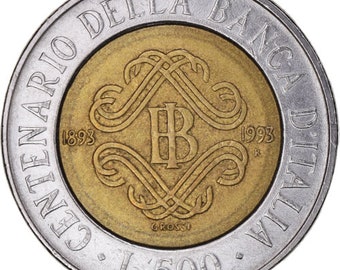 イタリア硬貨 500リラ イタリア銀行創立100周年記念 | 女性の頭部