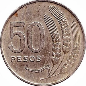 Uruguayische Münze Uruguay 50 Pesos | Sonne | 1970