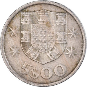 Portuguese Coin | Portugal 5 Escudos | Ship | Stars | 1963 - 1986