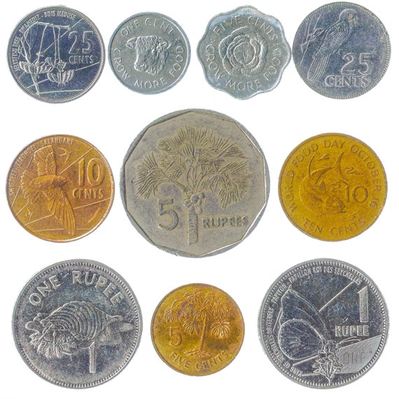 Seychelles Coins Cents Rupees | East African Island Money | Collectible Currency Collection | Exotic Sea Animals | Jellyfish Tuna Frog Shell