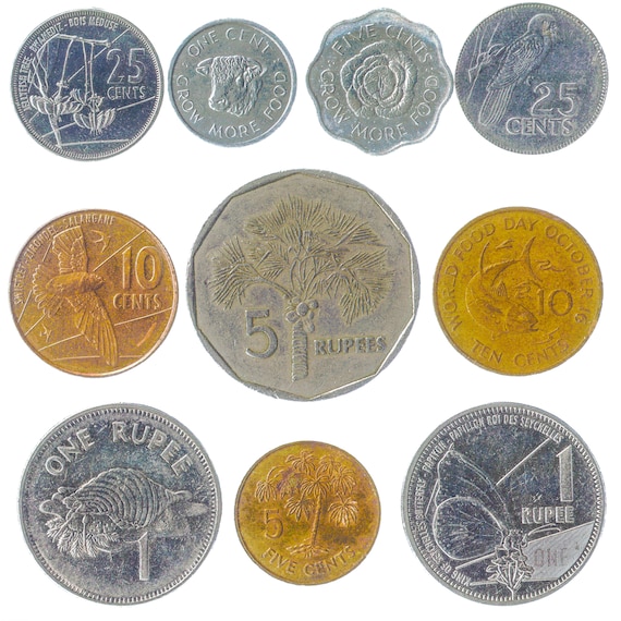 Seychelles Coins Cents Rupees | East African Island Money | Collectible Currency Collection | Exotic Sea Animals | Jellyfish Tuna Frog Shell