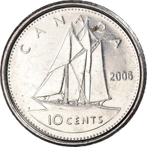 Pièce canadienne 10 cents Canada | Elizabeth II | Navire Bluenose | 2003 - 2021