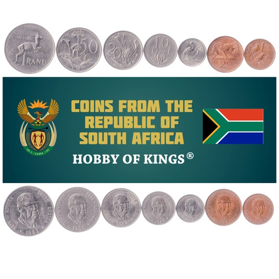 South Africa John Vorster 7 Commemorative Coins Set 1 2 5 10 20 50 Cents 1 Rand Protea Strelitzia Wildebeest Springbok Crane Sparrows 1983