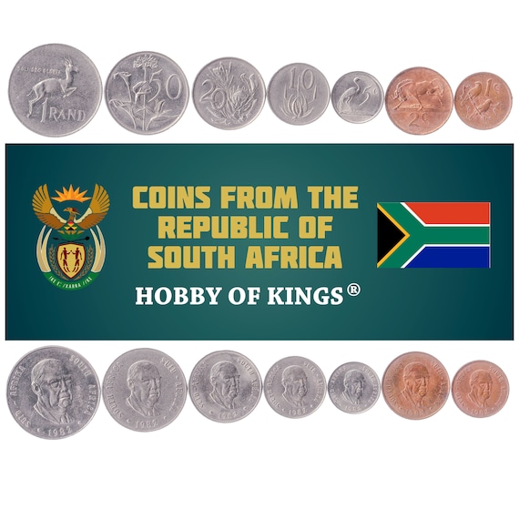 South Africa John Vorster 7 Commemorative Coins Set 1 2 5 10 20 50 Cents 1 Rand Protea Strelitzia Wildebeest Springbok Crane Sparrows 1983