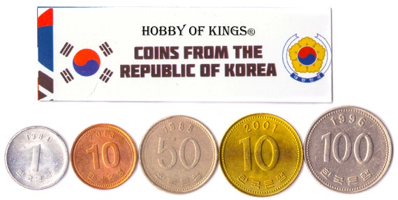 5 South Korean Coin Lot. Differ Collectible Coins From Asia. Foreign Currency