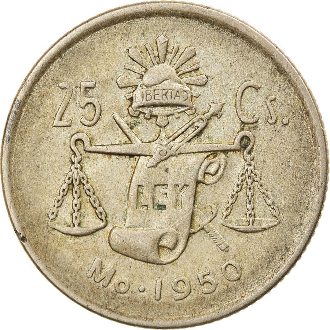メキシコ 25 センタボス コイン |リバティキャップ | 1950 ～ 1953 年
