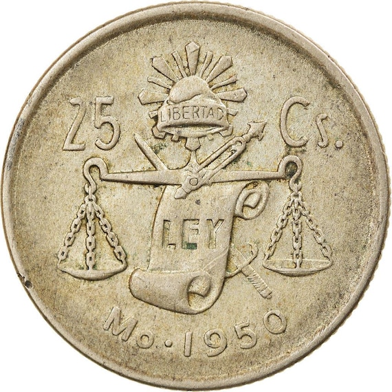 メキシコ 25 センタボス コイン |リバティキャップ | 1950 ～ 1953 年