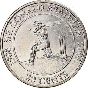 Australian Coin 20 Cents | Elizabeth II | Sir Donald Bradman | Australia | 2001