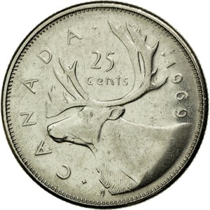 Canadian Coin Canada 25 Cents | Elizabeth II | Reindeer | 1968 - 1978
