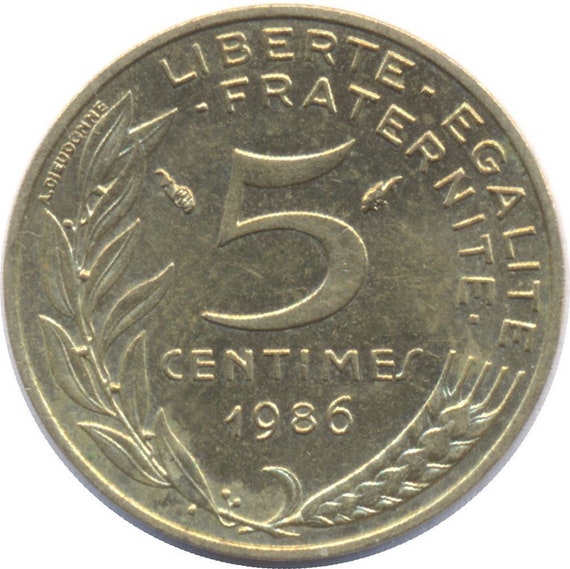 France 5 Centimes Coin 1966 - 2001 KM 933 | Circulated Collectible French Currency | Marianne Phrygian Liberty Cap