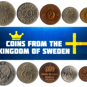 5 Swedish Coins Different Scandinavian Coins Foreign Currency, Valuable Money