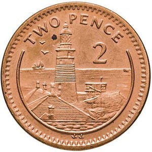 Moneda de 2 peniques de Gibraltar / Reina Isabel II / Gibraltar / 1998-2003