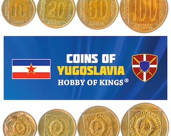Yugoslav 4 Coin Set 10 20 50 100 Dinara | Flame | Star | 1988 - 1989