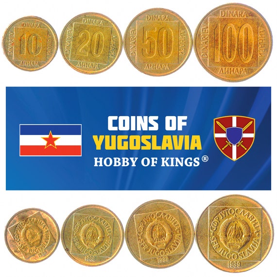 Yugoslav 4 Coin Set 10 20 50 100 Dinara | Flame | Star | 1988 - 1989