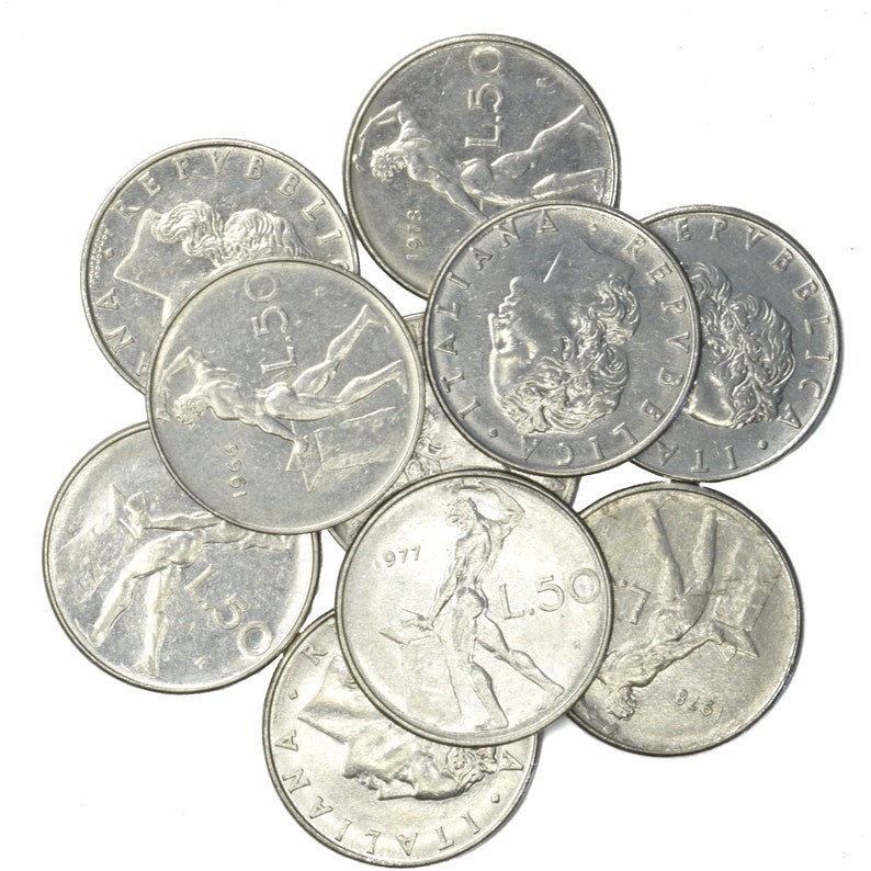 500 Lire Italian Pre-Euro Bulk Coins 1951-2001 10 Italian Coins 5 Lire