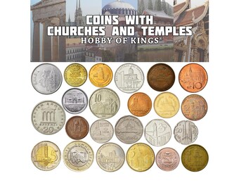 Collection de pièces de monnaie pour les lieux de culte : église, temple, mosquée, sanctuaire