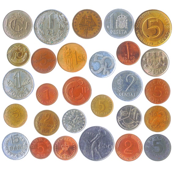 Lot of 28 Different Coins from Each European Union Country Old Curerencies Collection from Balkans West and East Europe Scandinavia Baltics