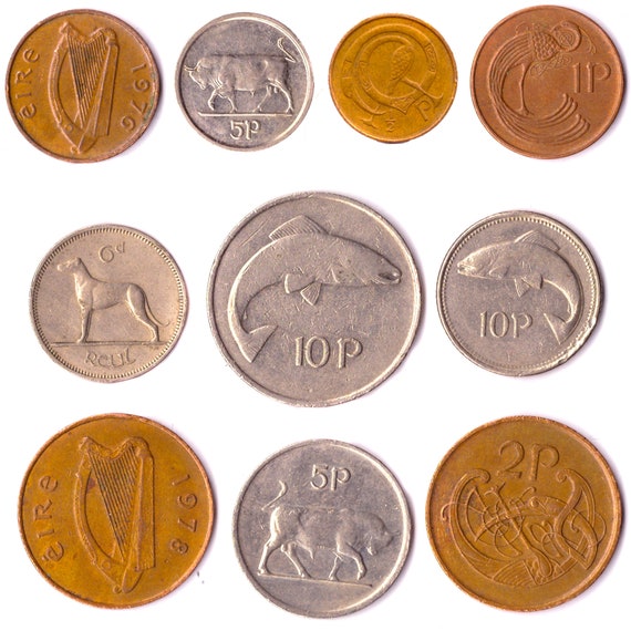 10 Different Coins from Ireland | Old Money Collection |  Penny Pence Pingin Florin Scilling | Irish Currency | Valuable Money 1951 - 2001