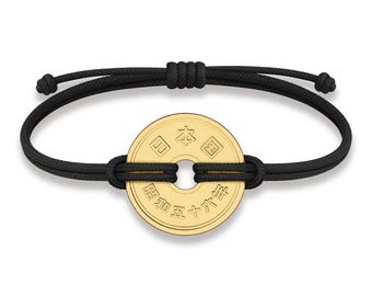 Bracelet porte-bonheur porte-monnaie de 5 yens : plaqué or 18 carats