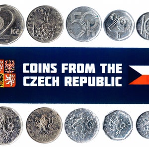 5 Czech Coins Different European Coins Foreign Currency, Valuable Money