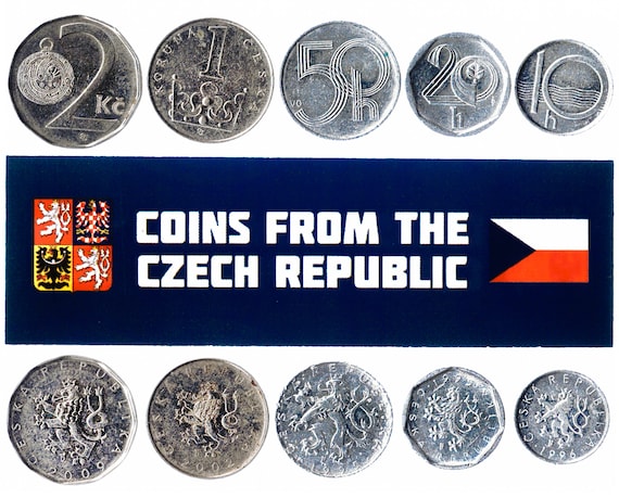 5 Czech Coins Different European Coins Foreign Currency, Valuable Money