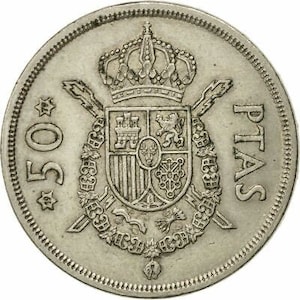 España 50 Pesetas - Moneda Juan Carlos I KM809 1975 Castillo y Fortificaciones