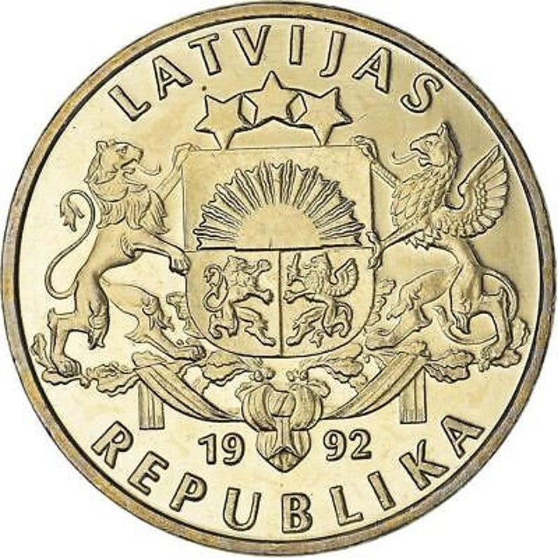 Latvian Coin Latvia 1 Lats Salmon Lion Griffin 1992 2008 image 8