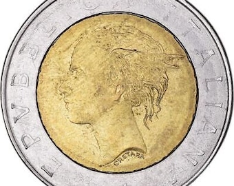 イタリア硬貨 500リラ イタリア銀行創立100周年記念 | 女性の頭部