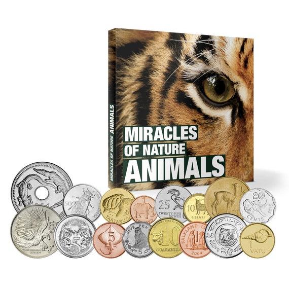 Collection of 16 Coins in Folder | Miracles of Nature World Animals