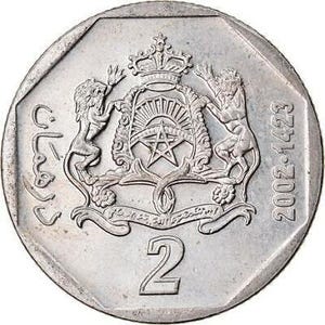 Morocco 2 Dirhams - Mohammed VI Coin Y118 2002