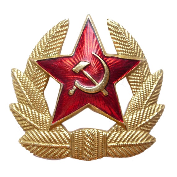 USSR Soviet Army RED STAR Hat Badge / Cap Cockade / Enamel Pin With Hammer & Sickle