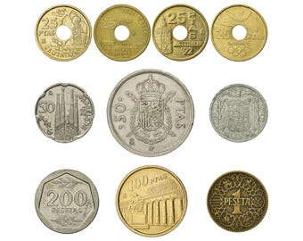 スペインのコインコレクション：10ペセタ硬貨（1940-1994年） - Etsy 日本