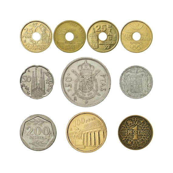 Spanish Coin Collection: 10 Peseta Coins (1940-1994)