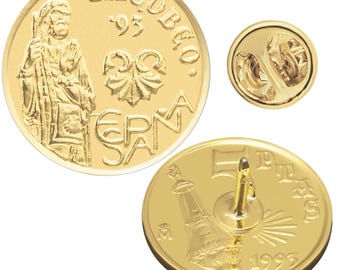 Gold Plated Spanish Coin Pin: Saint James Camino de Santiago Brooch