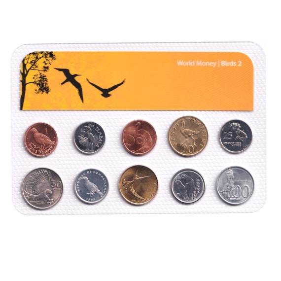 10 Coin Set | World Birds | Hornbill | Ostrich | Crane | Heron | Partridge | Cockatoo | Parrots | Swallow | Dove | Eagle