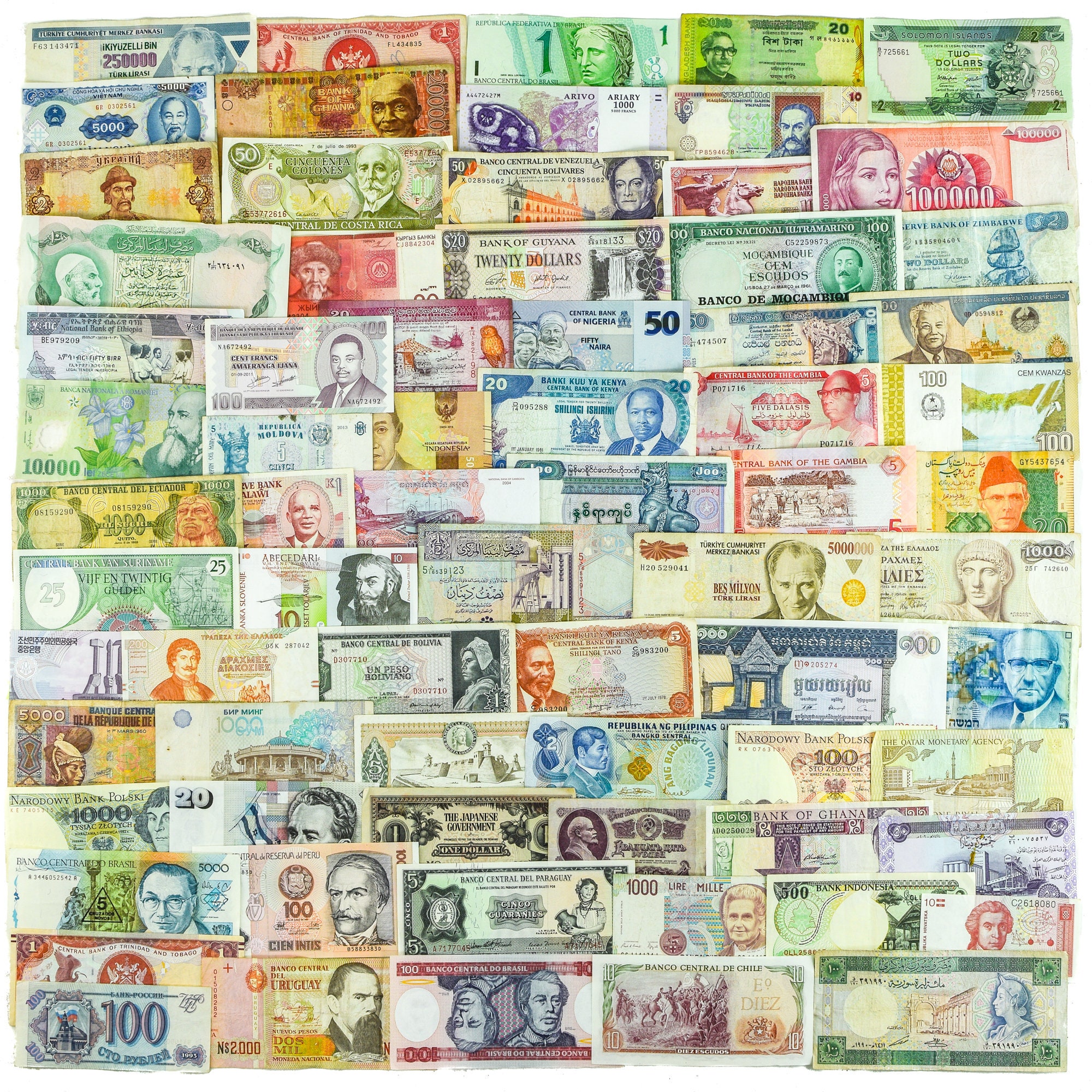 100 Different Mix of World Banknotes More Than 50 Countries - Etsy