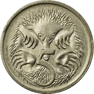 Australian Coin 5 Cents | Elizabeth II | Echidna | Australia | 1985 - 1998