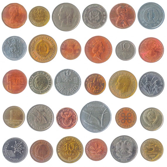 Set of 30 Coins From 30 Different Countries Coins Lot