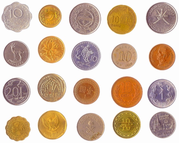 Coins Picked Randomly From Different Asian Countries. Old Valuable Collectible Coins.