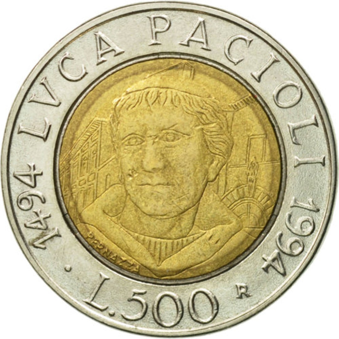 イタリア コイン 500 リラ Luca Pacioli |サンセポルクロ