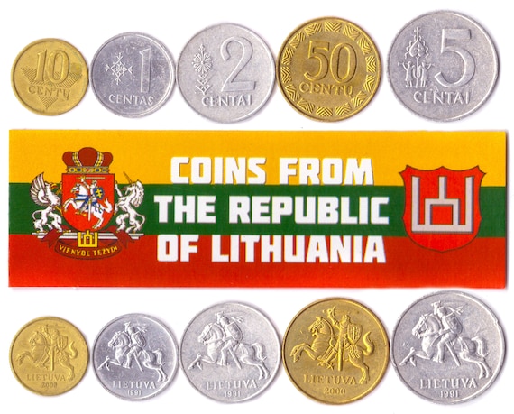 5 Lithuania Coins Different European Coins Foreign Currency Cents | Lithuanian Valuable Money | Baltics Vytis Knight on Horseback since 1991