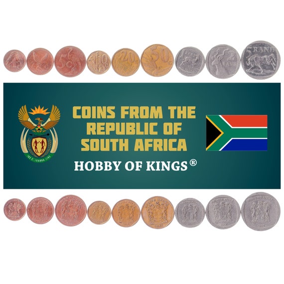 South Africa 9 Coins Set 1 2 5 10 20 50 Cents 1 2 5 Rands With Protea Strelitzia Wildebeest Greater Kudu Springbok Sparrows  1996 - 2000