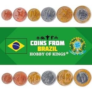 Set 6 Münzen Brasilien Währung 1 5 10 25 50 Centavos 1 Echtes Brasilianisches Geld Tiradentes Präsidenten Portugiese Entdecker 1998 - 2021
