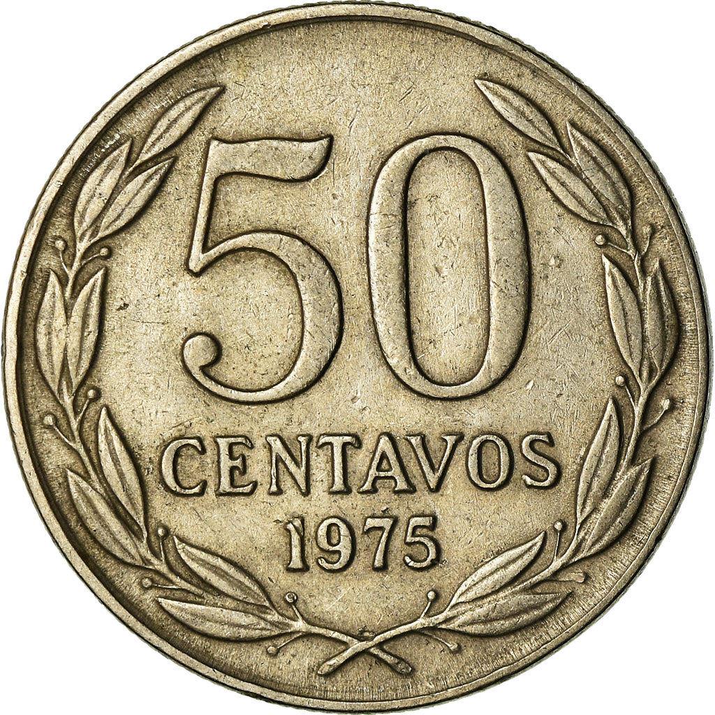 チリ | 50センタボ硬貨 | 岩の上のアンデスコンドル | KM206 | 1975