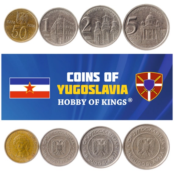 Yugoslav 4 Coin Set 50 Para 1 2 5 Dinara | Yugoslavia National Bank | Gračanica Monastery | Yugoslav Parliament | 2000 - 2002