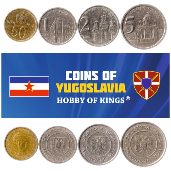 Yugoslav 4 Coin Set 50 Para 1 2 5 Dinara | Yugoslavia National Bank | Gračanica Monastery | Yugoslav Parliament | 2000 - 2002