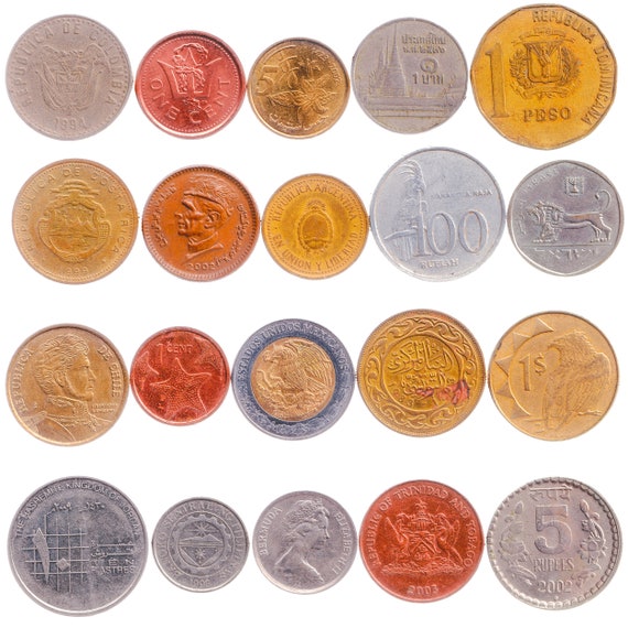 Set of 20 Coins From Different Countries in Africa, Latin America, Asia, Middle East