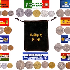 50 Old Coins From 10 Different Countries In Europe. Collectible Coins For Gifts