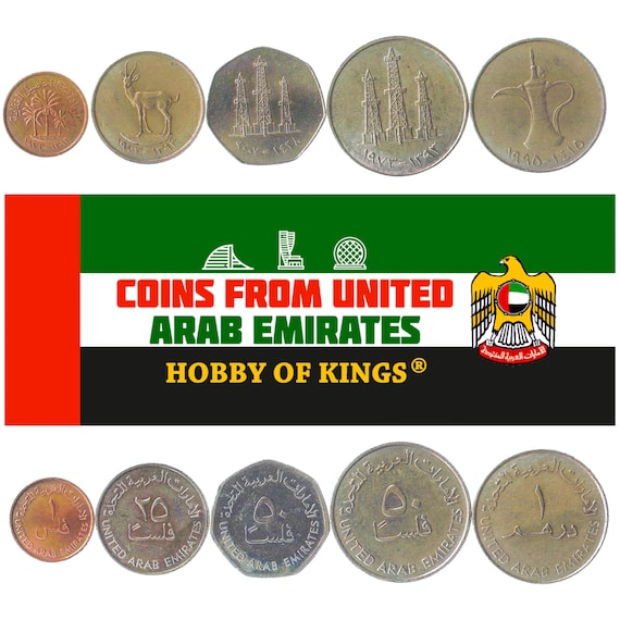 5 Mixed Coins from the United Arab Emirates | Fils Dirham | Middle East (UAE) | Western Asia