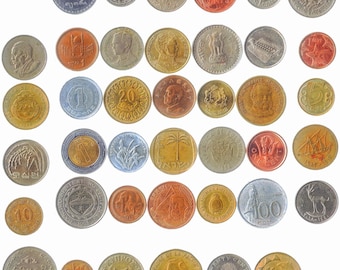 Coleção de moedas do mundo exótico: 20 a 40 moedas da África, Ásia e Américas
